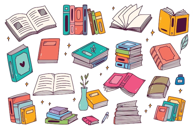 Vector set of hand drawn books doodle