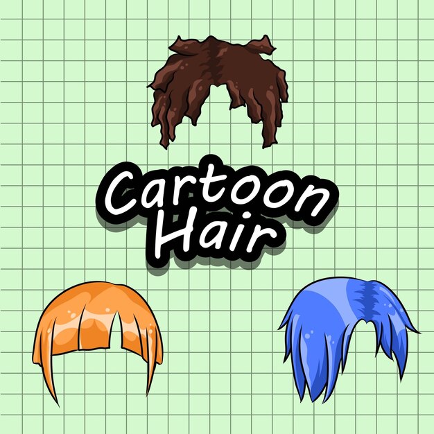 A set of hand drawn cartoon hair collection for design elements