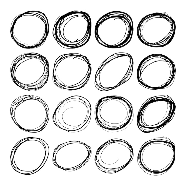 Vector set of hand drawn circle scribbles