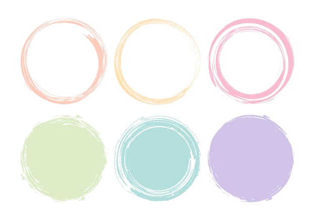 Vector set of hand drawn circle sketch frame on white background elements for conceptual design doodle style