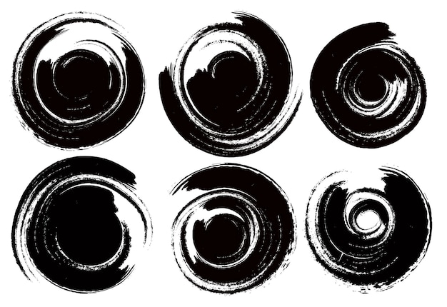 Set of hand drawn circles Circular shape elements collection Abstract circular black ink splash