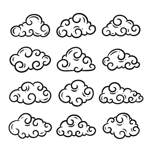 Set of hand drawn cloud vector