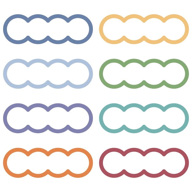 Set of hand drawn clouds in pastel colors. Vector illustration.