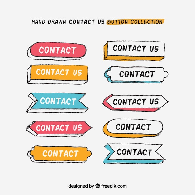 Set of hand drawn contact buttons