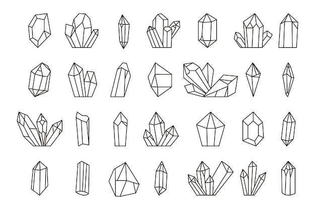 Set of hand drawn crystals.