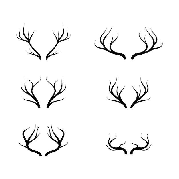 set of hand drawn deer antlers