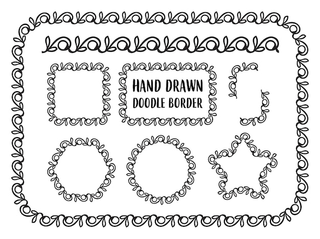 set of hand drawn doodle border