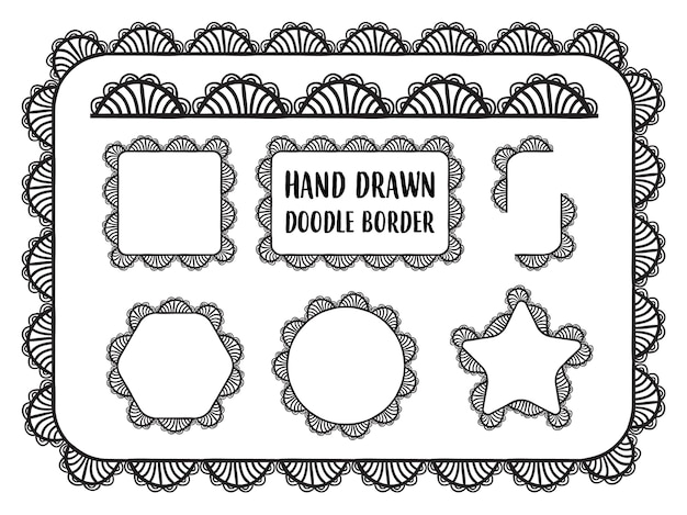 set of hand drawn doodle border