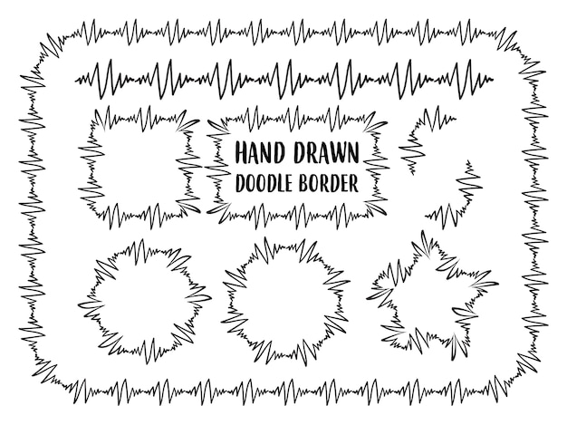 Set of hand drawn doodle border