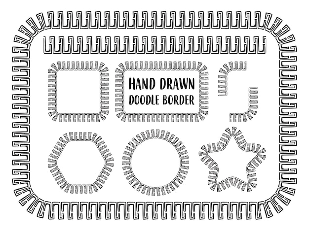 Set di bordo doodle disegnato a mano