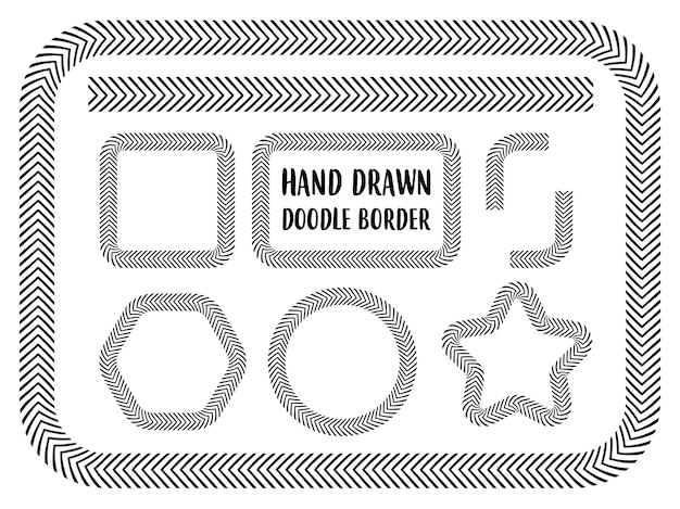 Vector set of hand drawn doodle border