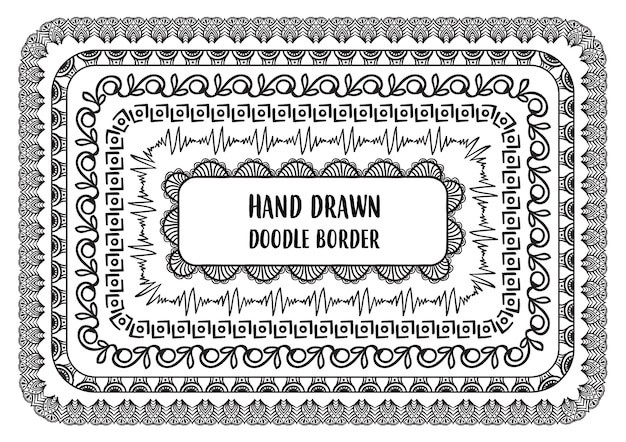 set of hand drawn doodle border