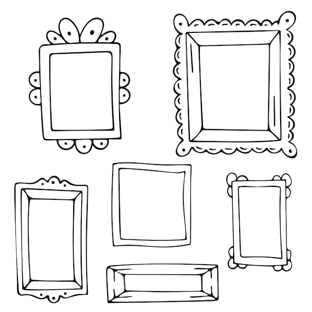 Set of hand drawn doodle frames squares vector borders design elements