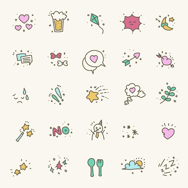 Set of hand drawn doodle icons for your design Vector illustration