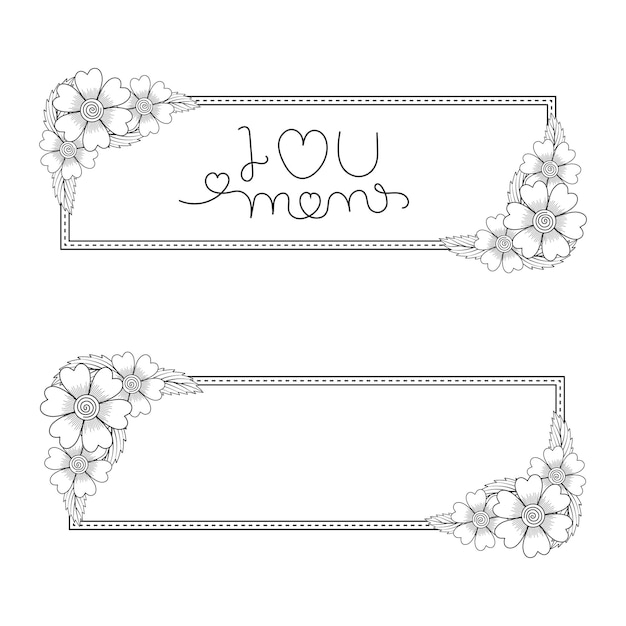 set of hand drawn doodle vector floral frames element border wedding border banner floral design