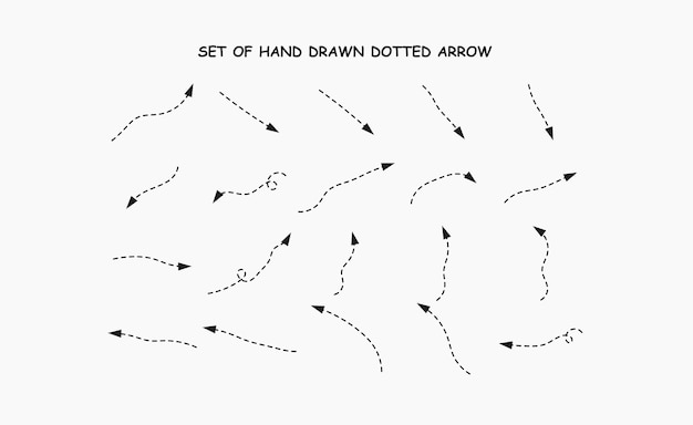 Set of Hand Drawn Dotted Arrow