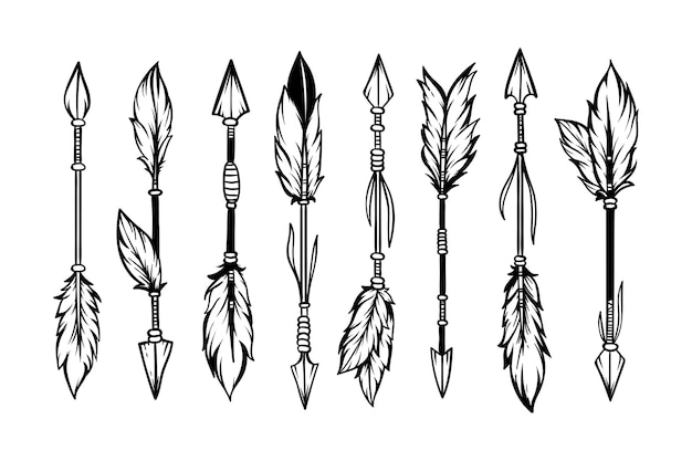 Set di stile boho frecce etniche disegnate a mano