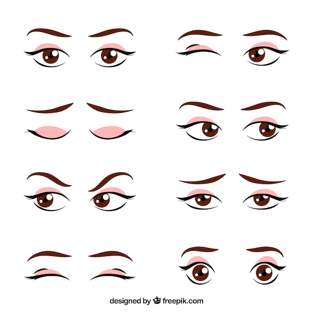 Vector set of hand drawn female looks