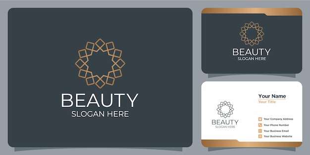 Set of hand drawn feminine and modern floral template logos and business cards