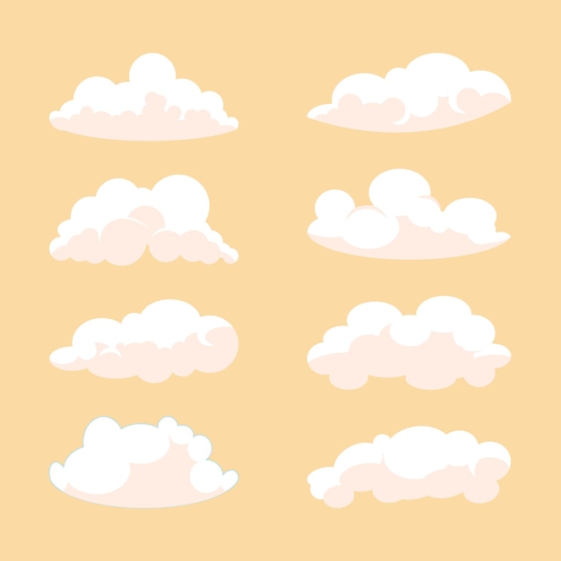 Vector set of hand drawn flat clouds illustration