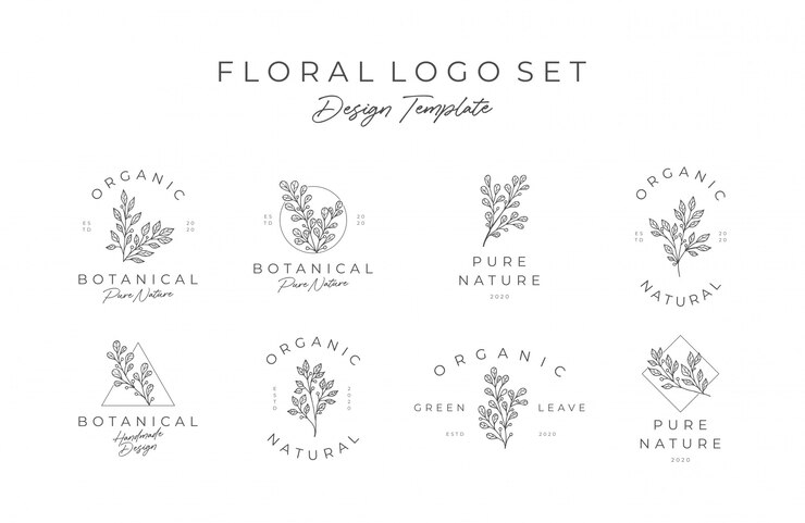 Vector set of hand drawn floral with leaves and branches