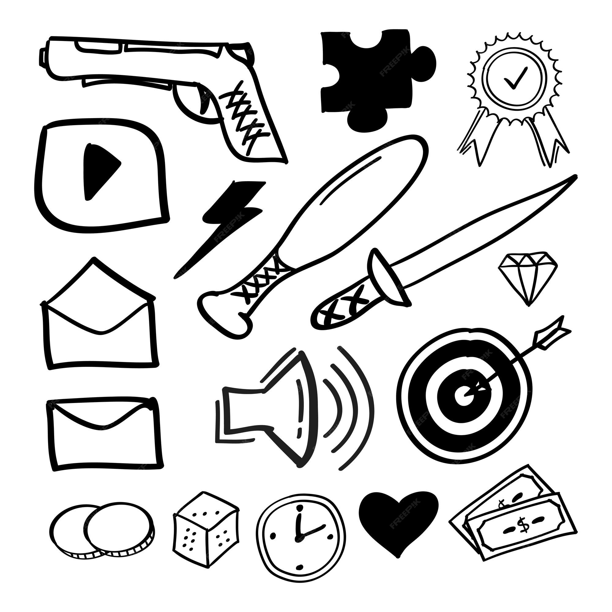 Doodle game icons set Royalty Free Vector Image