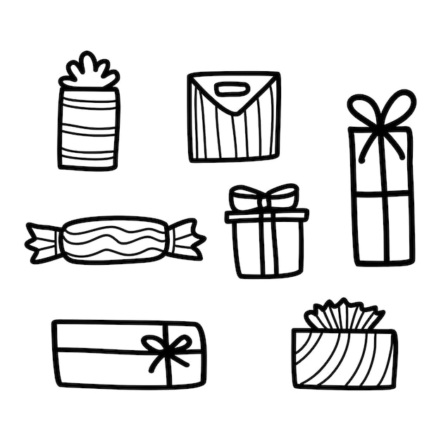 Vector set of hand-drawn gift wrap