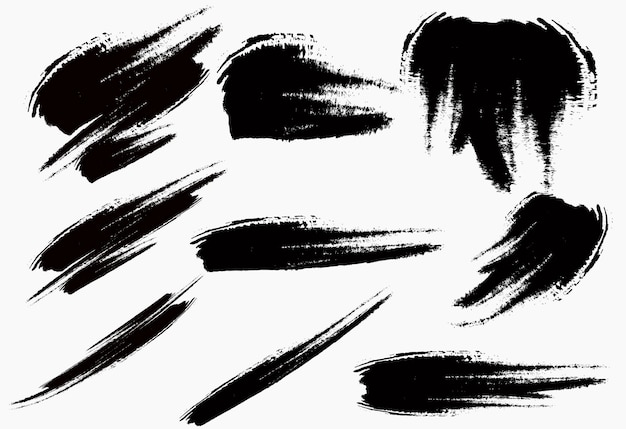 Set of Hand Drawn Grunge Brush Smears Hand Drawn Grunge Brush vector Black vector brush strokes