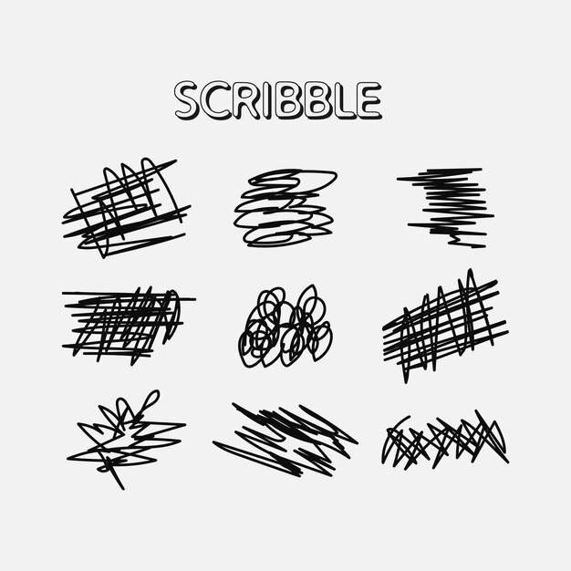 Vector set of hand drawn ink brush scribbles