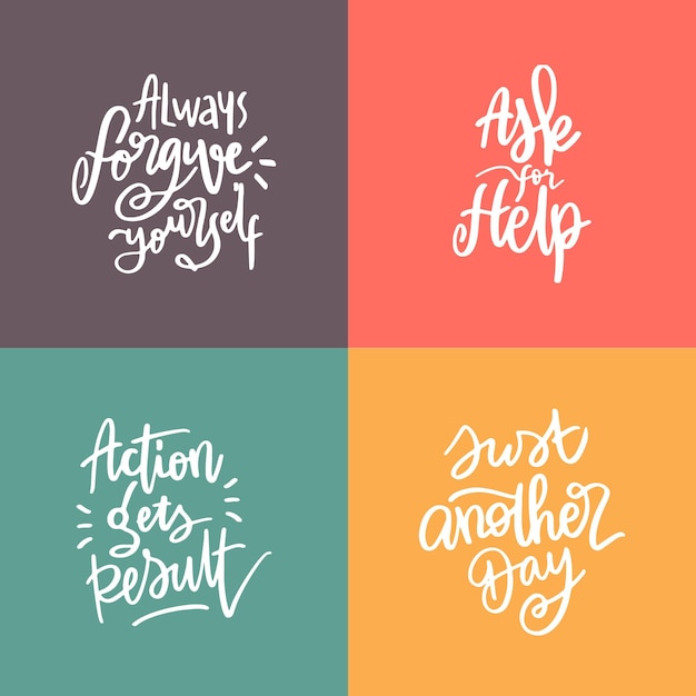 Set of hand drawn lettering inspirational and motivational quote