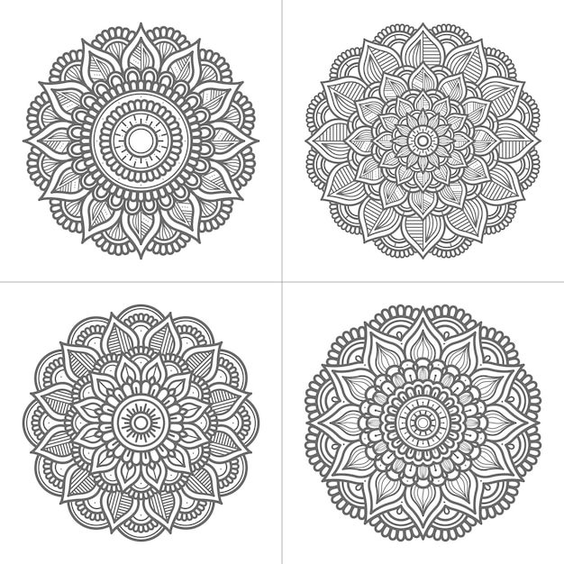 set of hand drawn mandala collection