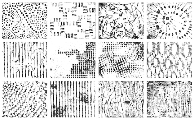 Set of hand drawn marker and ink seamless patterns