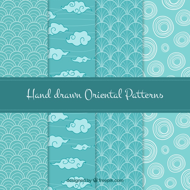 Set of hand drawn oriental patterns