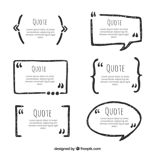 Vector set of hand drawn quotations frames