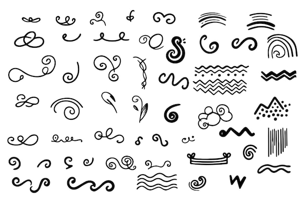 Vector set of hand drawn scribble doodles decor frame