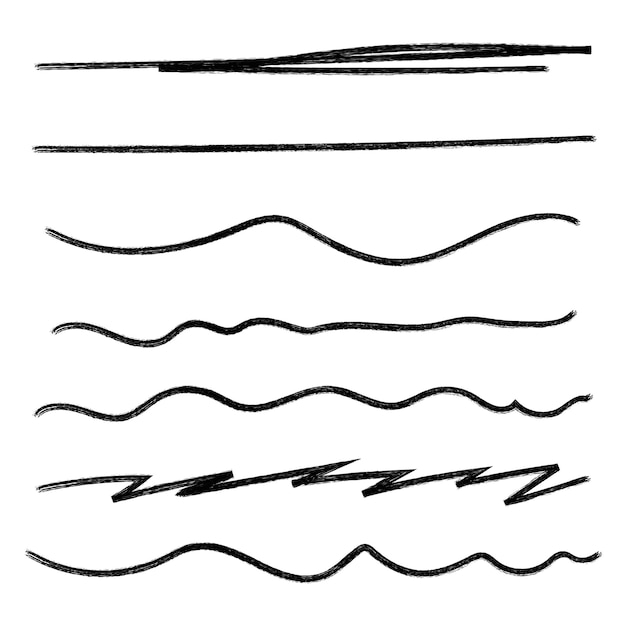 手描きの落書きのセットデザイン要素の下線ベクトル