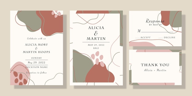 Set of hand drawn shape wedding invitation card