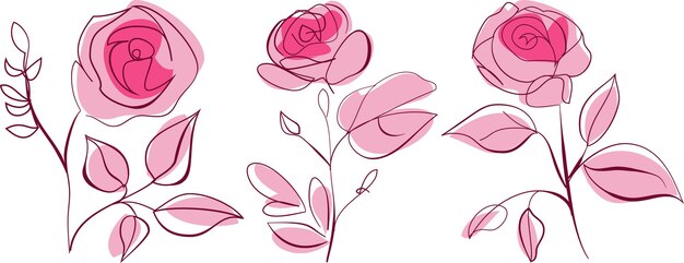 Insieme di forme disegnate a mano elementi di design doodle rosa illustrazione vettoriale moderno contemporaneo