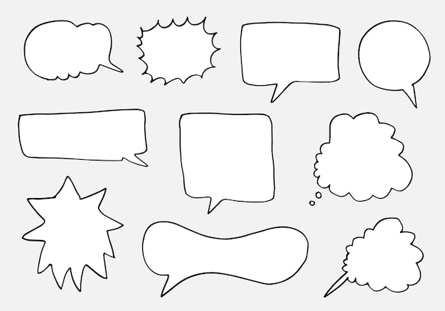 Set of hand drawn sketch Speech bubbles Vector illustration