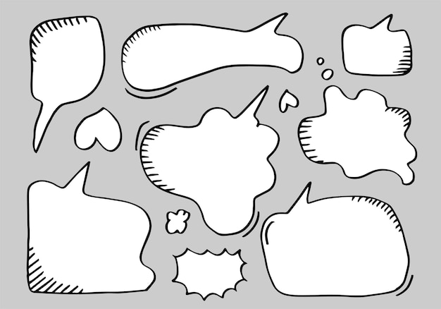 Set of hand drawn sketch Speech bubbles Vector illustration