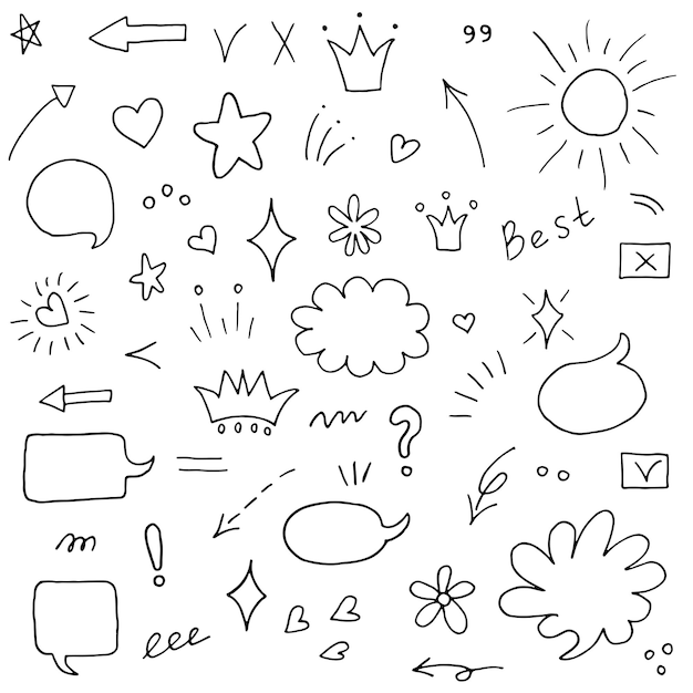 Vector set of hand drawn sketches