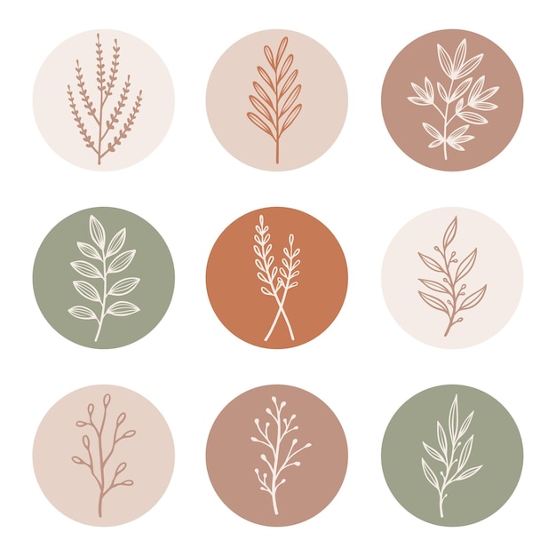 Floral insta highlight covers neutral social Vector Image