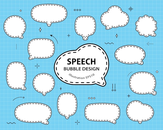 Set hand drawn speech bubbles empty text box different shapes balloons