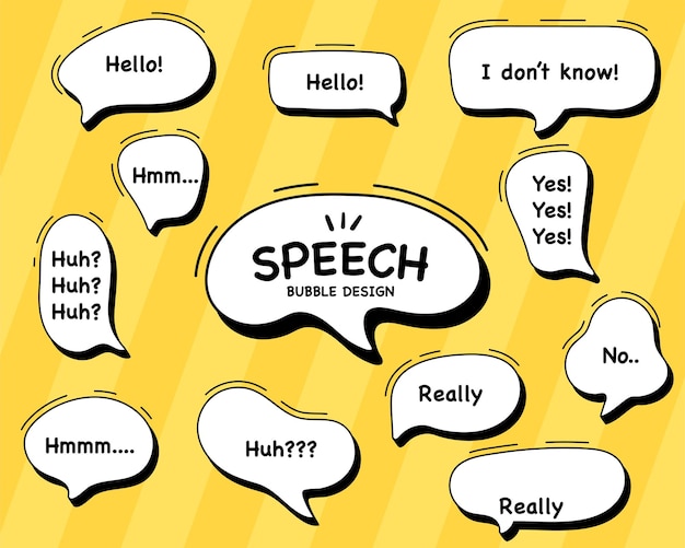 Set hand drawn speech bubbles empty text box different shapes balloons