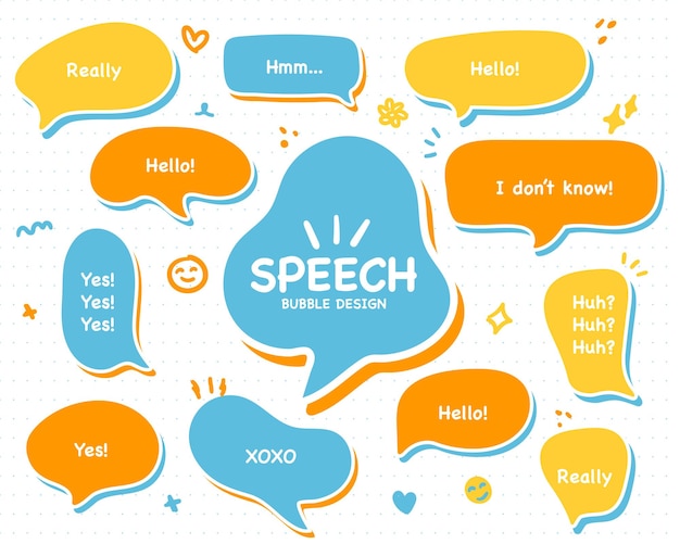 Set hand drawn speech bubbles empty text box different shapes balloons