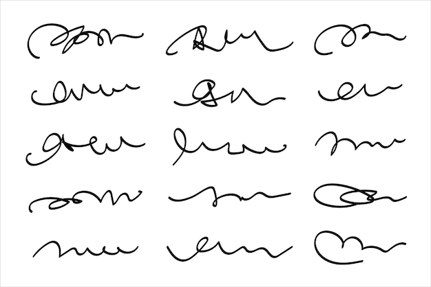 A set of hand drawn squiggle and scribble lines