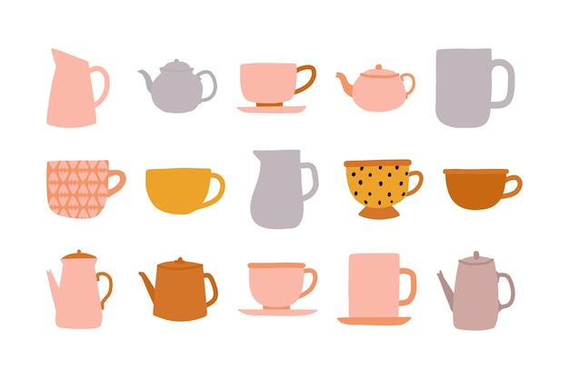 Hand drawn pastel vintage kitchenware set Vector Image