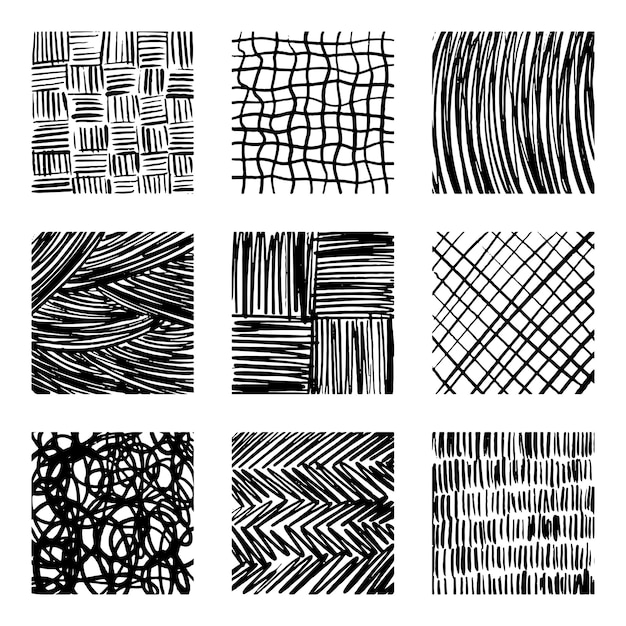 Set of hand drawn texture pattern vector