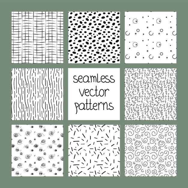 Set of hand drawn textured seamless patterns simple noise for background vector illustration