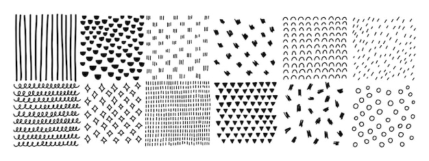 Set of hand drawn textures with pencil patterns
